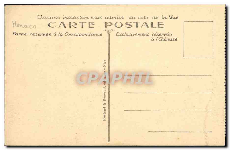 CPA Monaco Vue Generale du Rocher — Rückseite