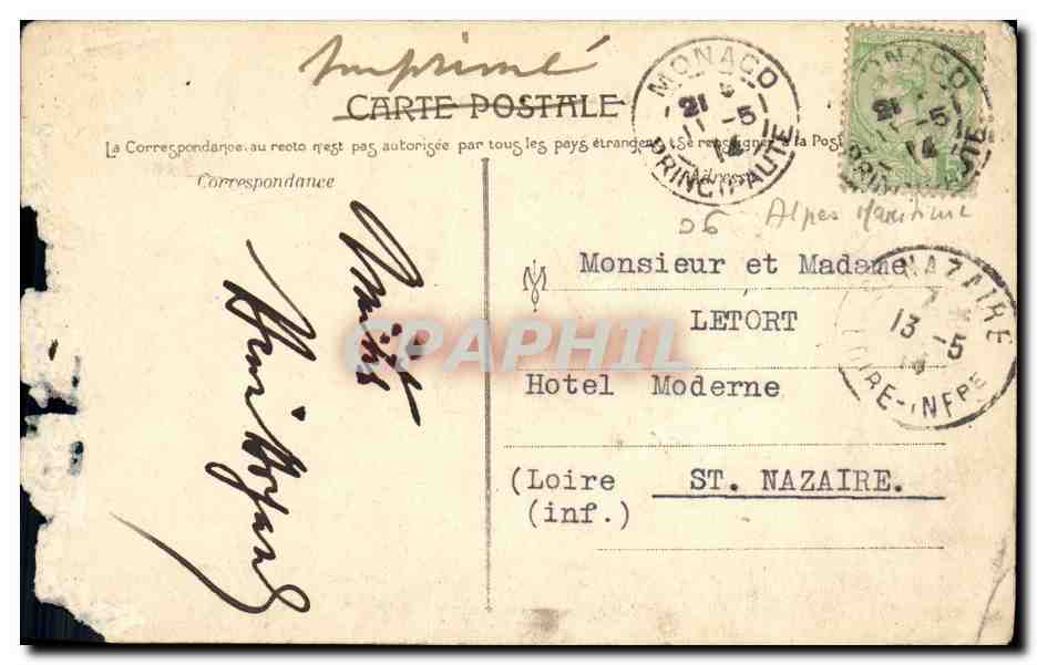 CPA Monaco Vue Generale Le Rocher — Verso