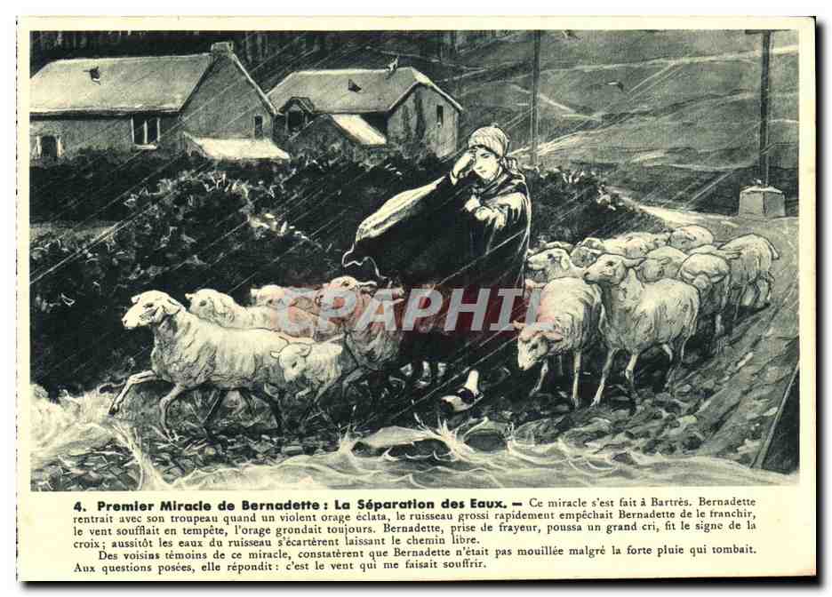 CPA Bernadette Premier Miracle de Bernadette La Separation des Eaux Lourdes