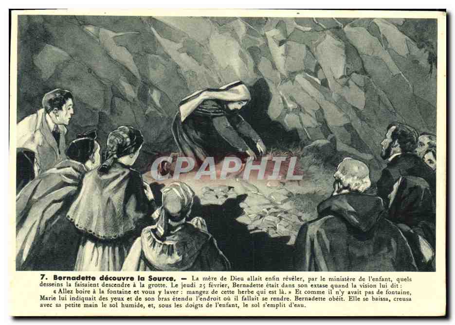 CPA Bernadette decouvre la Source Le Mere de Dieu Lourdes