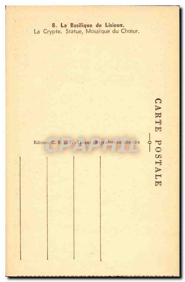 Basilique de Lisieux — Crypte, Mosaïque du Chœur — Édition C.B.J.T. Lisieux — Verso