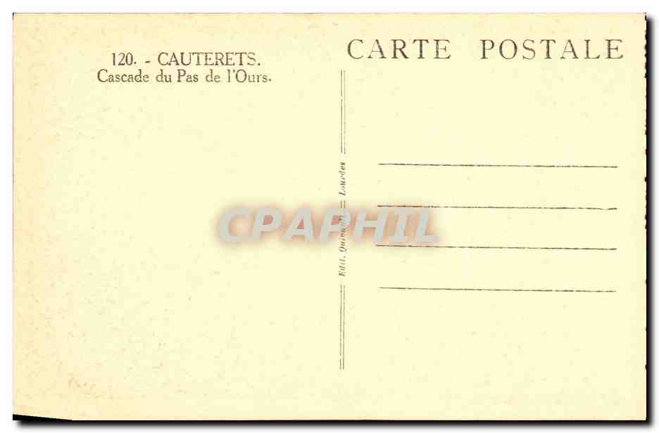 CPA Cauterets Cascade du Pas de l Ours — Verso