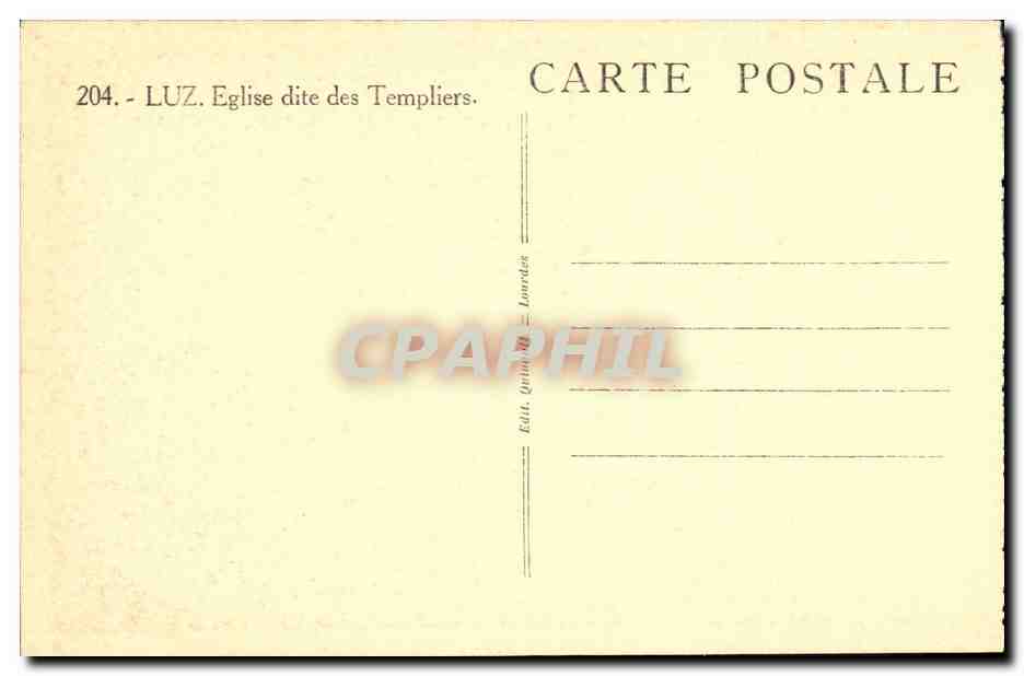 CPA Luz Eglise dite des Templiers — Verso