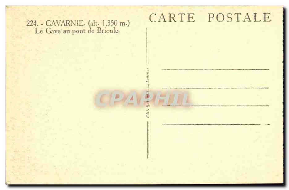 CPA Gavarnie Le Gave au pont de Brioule — Verso
