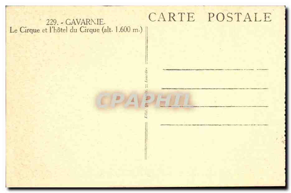 CPA Gavarnie Le Cirque et l hotel su Cirque — Rückseite