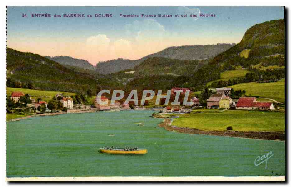 Entrée des Bassins du Doubs — Frontière Franco-Suisse et col des Roches — éditeur CAP, n° 24