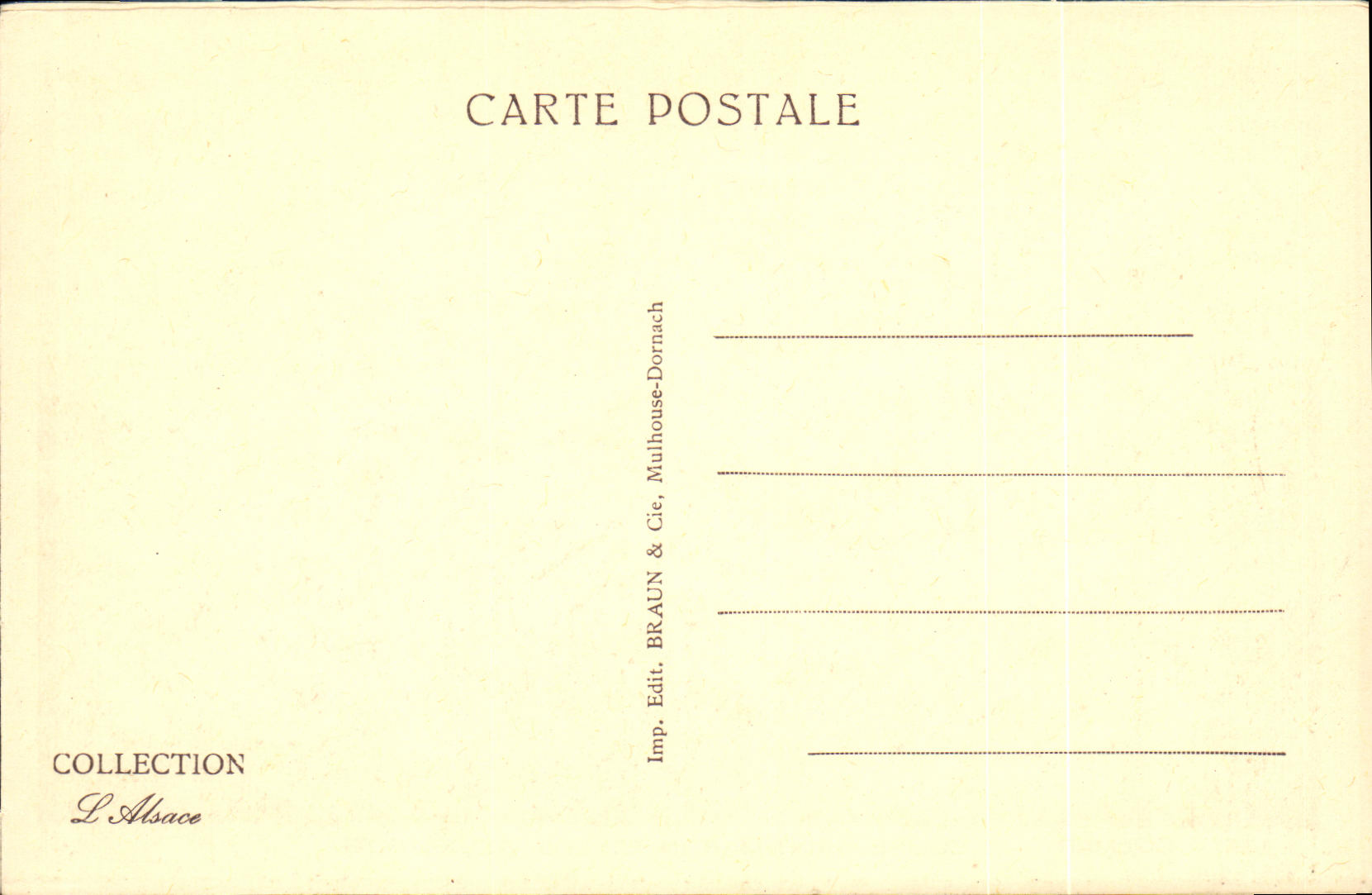 Colmar — L'église Saint-Martin et les vieux toits — Éditeur BRAUN & Cie, Mulhouse-Dornach — Verso