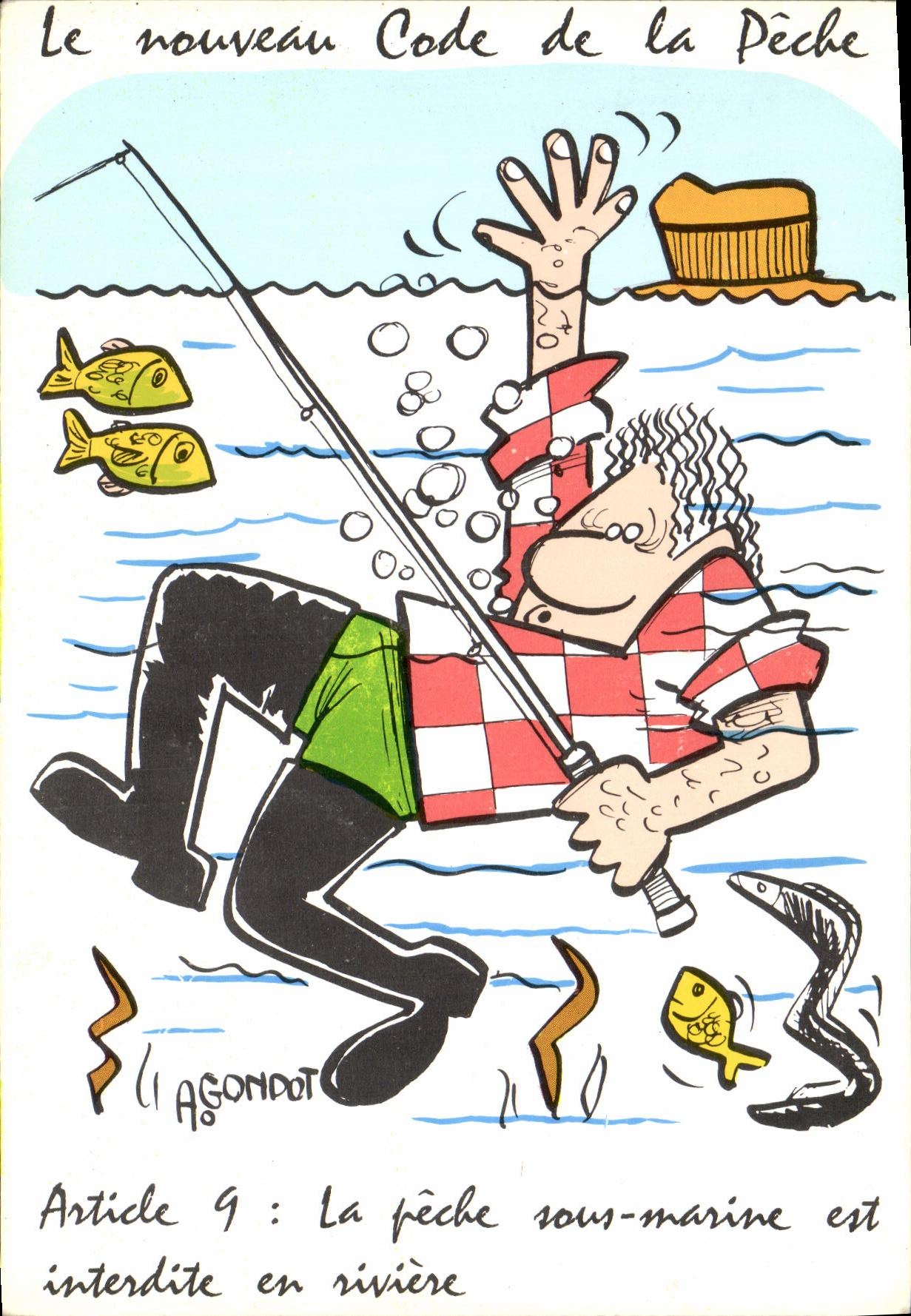Le nouveau Code de la Pêche — caricature d'Agondot — éditeur non visible