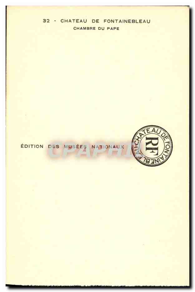 Chambre du Pape — Château de Fontainebleau — Édition des Musées Nationaux n°32 — Verso