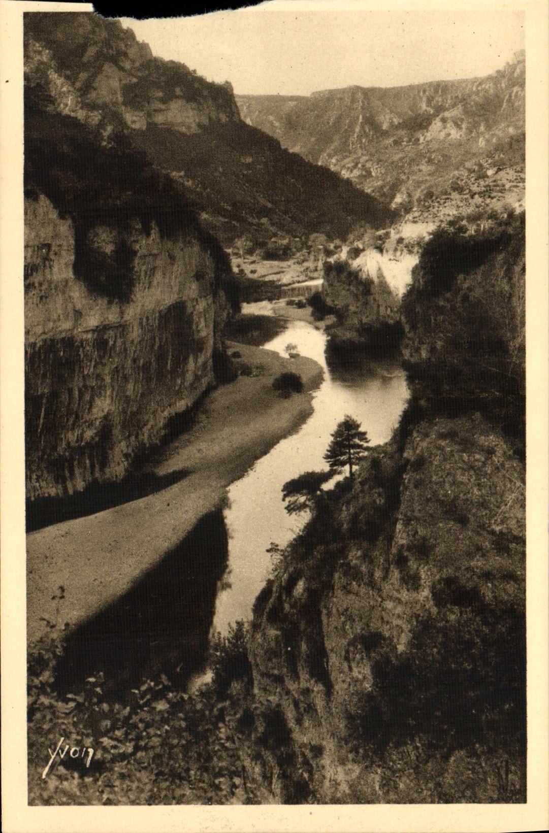Antike Ansichtskarte Gorges du Tarn Eingang zu den Detroits