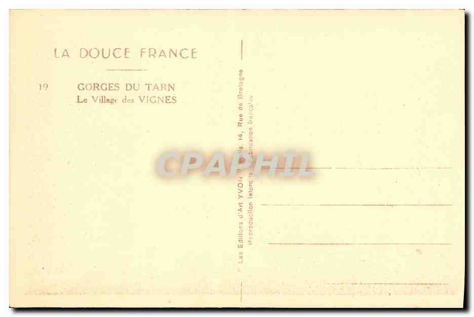 CPA Gorges du Tarn Le Village des Vignes — Rückseite