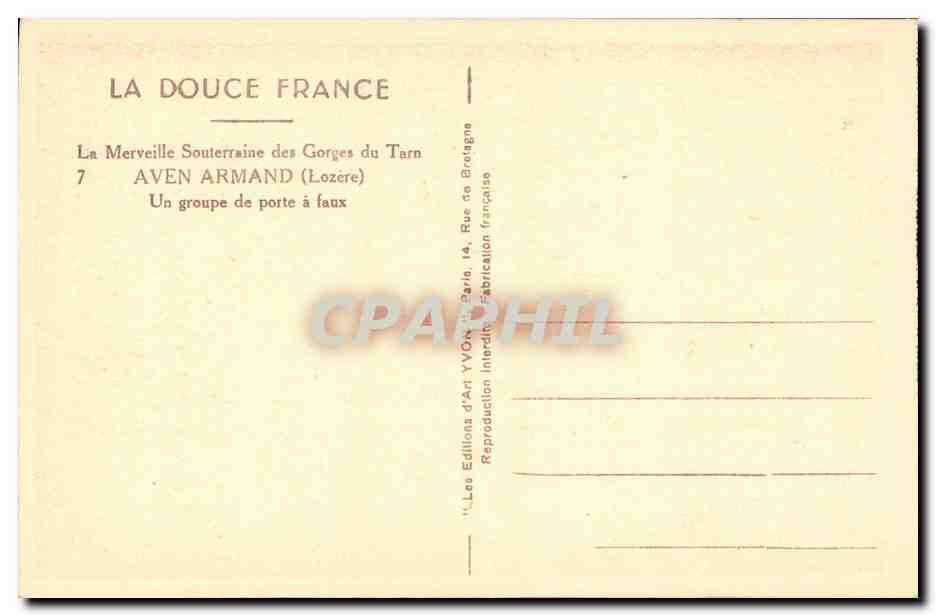 CPA La Merveille Souterraine des Groges du Tarn Aven Armand Un groupe de porte faux — Rückseite