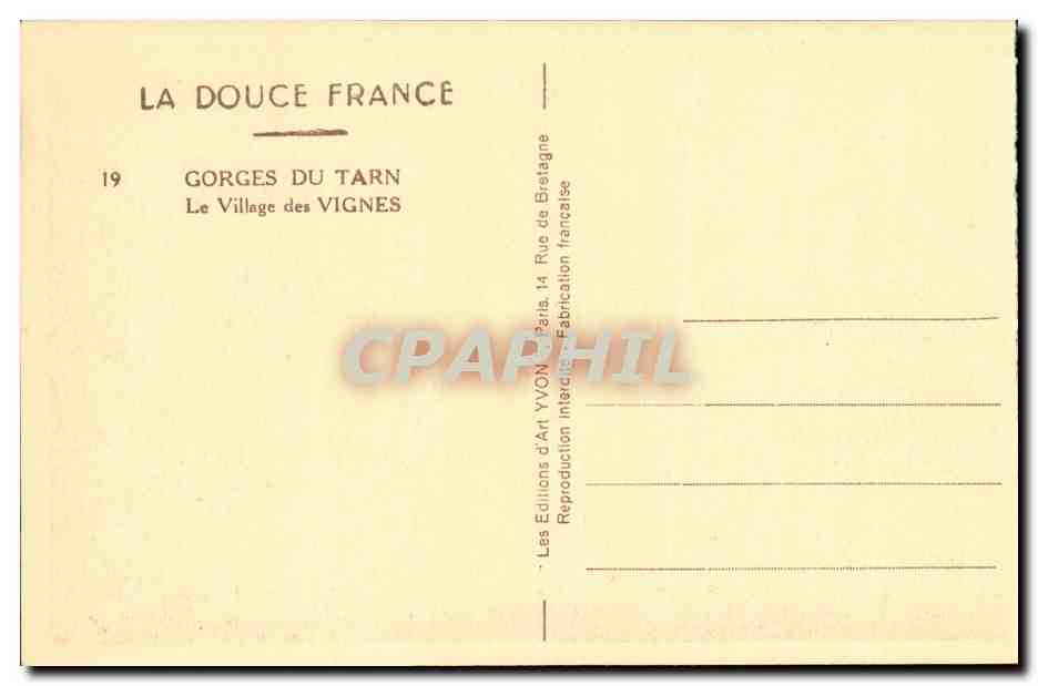 CPA Gorges du Tarn Le Village des Vignes — Rückseite