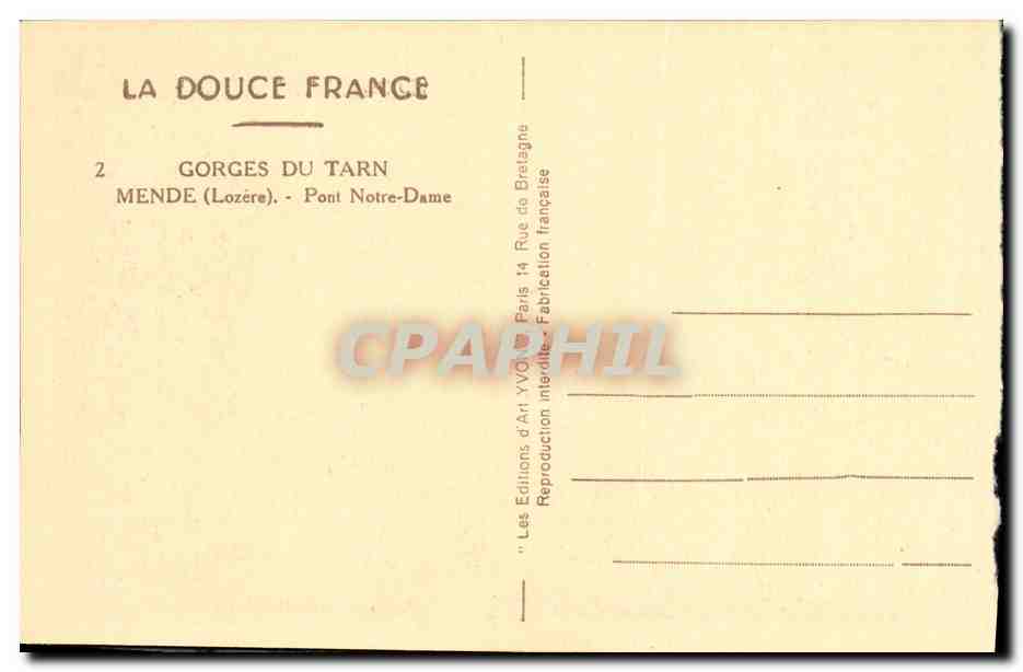 Gorges du Tarn — Pont Notre-Dame — Les Éditions d'Art Yvot, Paris — Reverso