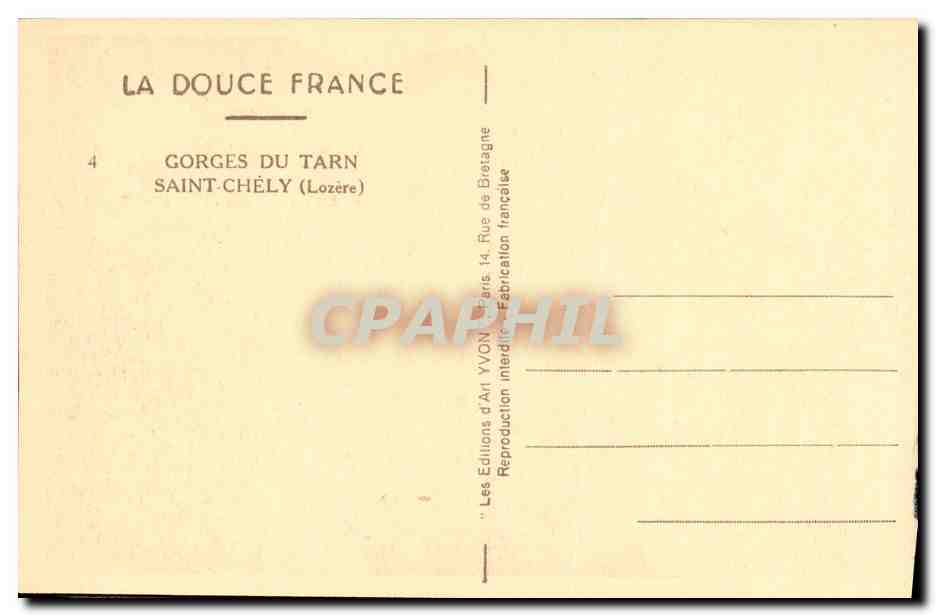 Gorges du Tarn — Saint-Chély (Lozère) — Les Éditions d'Art Yvon, Paris — Verso