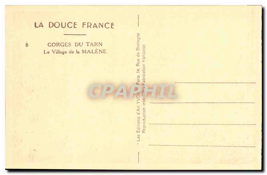 CPA Gorges du Tarn Le Village de la Malene — Rückseite