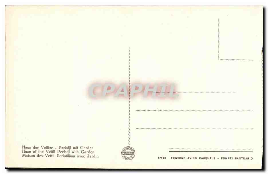 CPA Pompei Peristilio con giardino della casa del Vettil — Rückseite