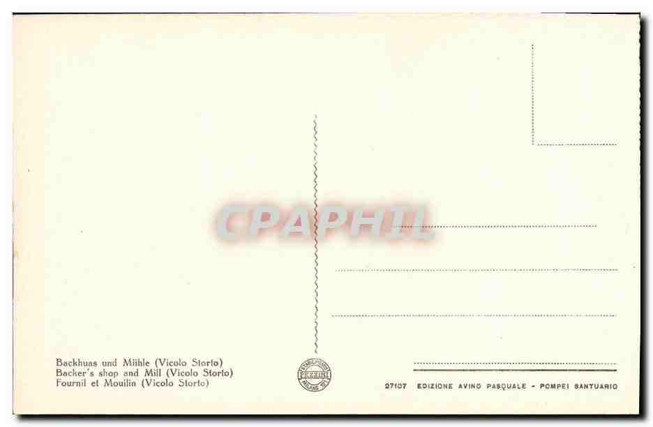 CPA Pompei forno e Molino Vicolo storto — Verso