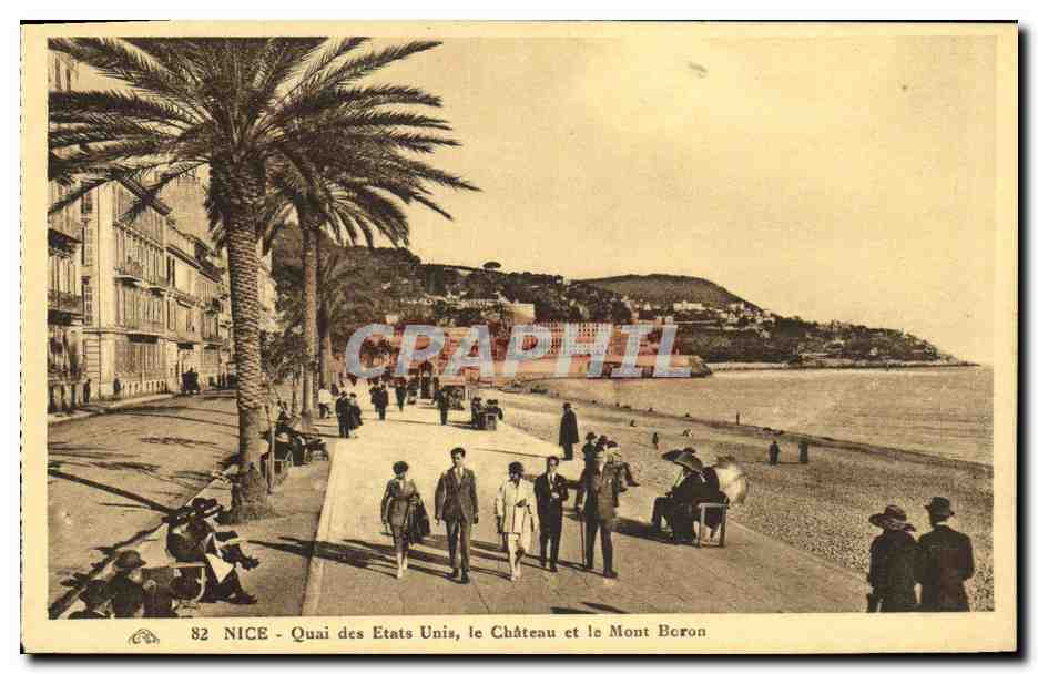 CPA Nice Quai des Etats Unis Le Chateau et le Mont Boron