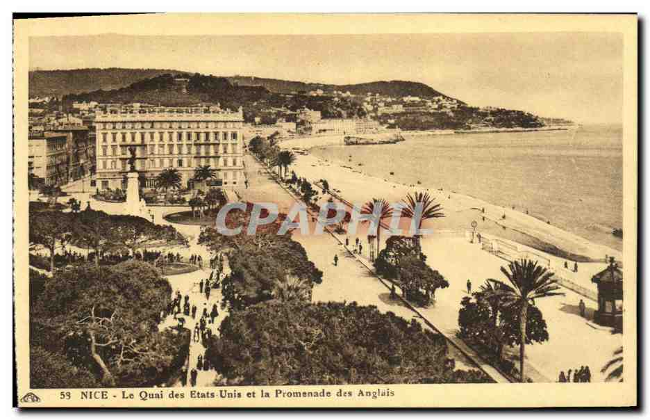 CPA Nice Le Quai des Etats Unis et la Promenade des Anglais