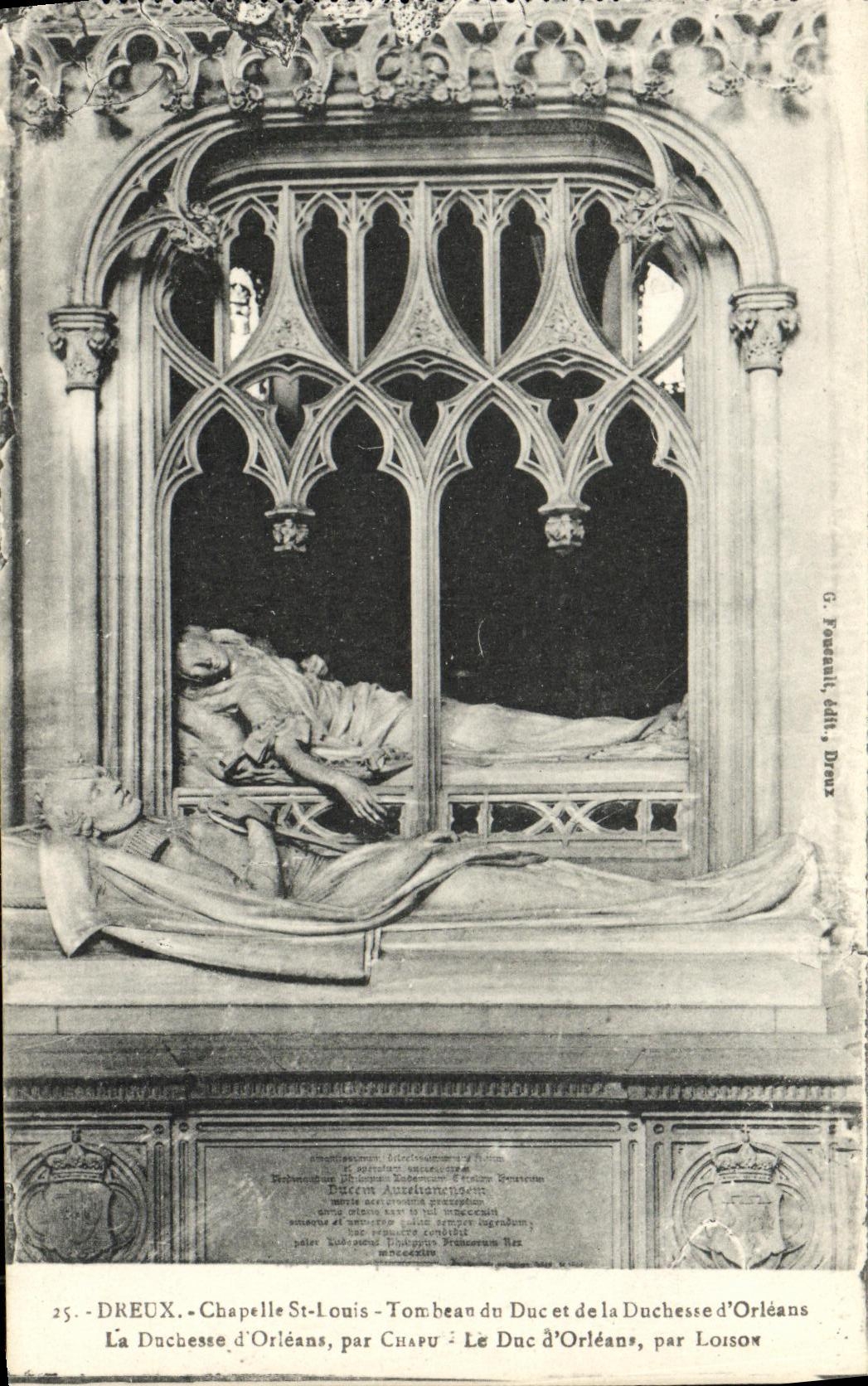 Dreux - Chapelle Saint-Louis - Tombeau du Duc et de la Duchesse d'Orléans — G. Pouzani, éditeur Dreux, n°25