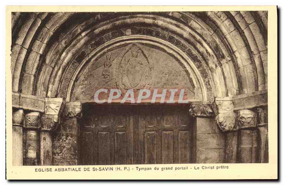 Église abbatiale de St-Savin (H.P.) — Tympans du grand portail — Le Christ prêtre