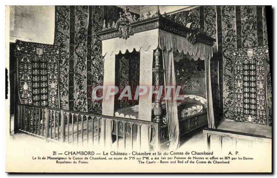CPA Chambord Le Chateau Chambre et lit du Comte de Chambord