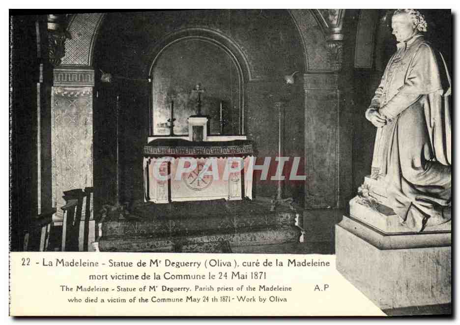 CPA La Madeleine Statue de M Deguerry Cure de la Madeleine mort victime de la Commune 24 mai 1871 Paris 