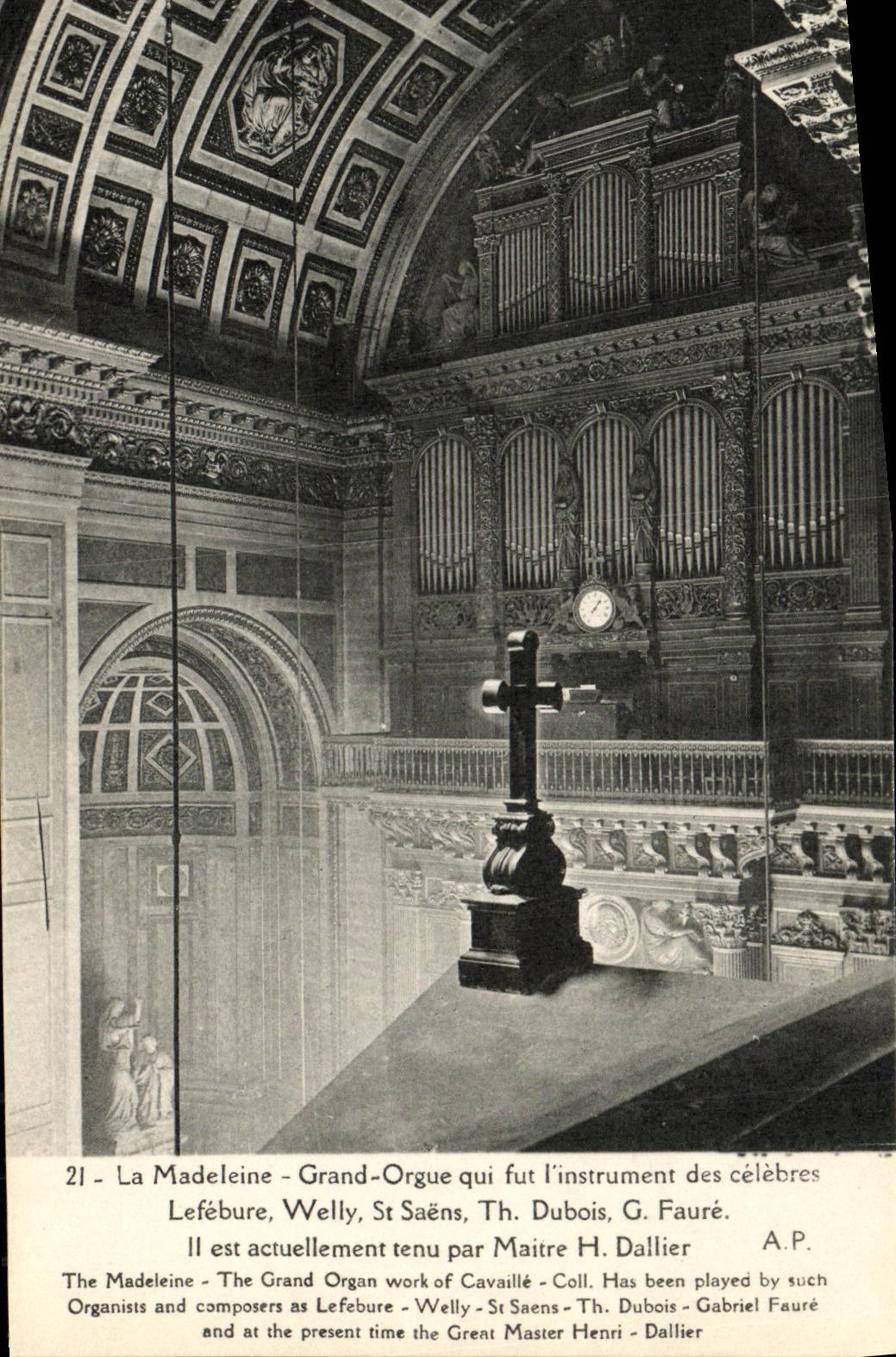 CPA La Madeleine Grand Orgue Qui fut Linstrument des Celebres Lefebure Welly Faure St Saens Paris 