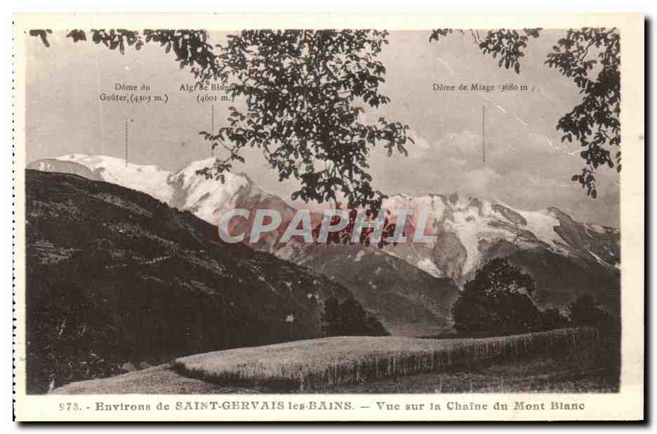 Entornos de SAINT-GERVAIS-LES-BAINS — Vista sobre la Cadena del Monte Blano — Dómes del Goûter, de Bionnassay y de Miage