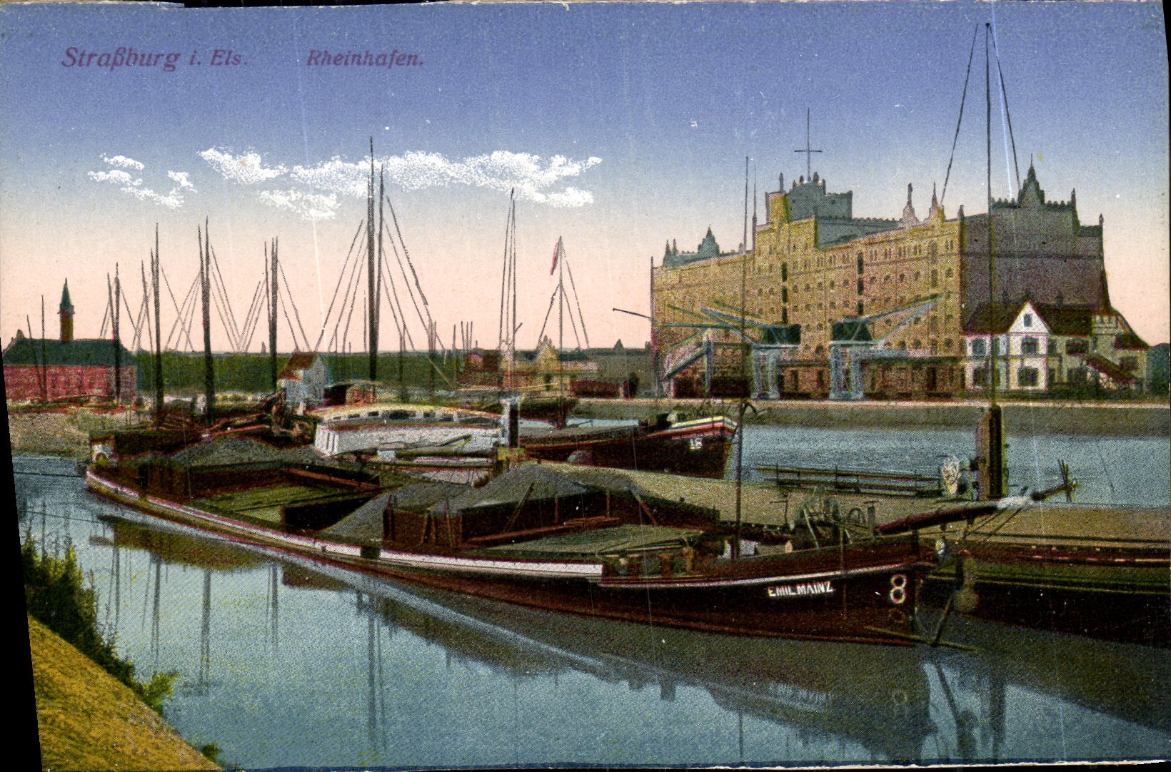 CPA Strasbourg Rheinhafen Bateau Peniche