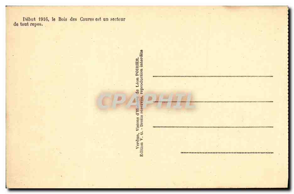 CPA Les Combats du Bois des Caures Fevrier 1916 Militaria — Rückseite