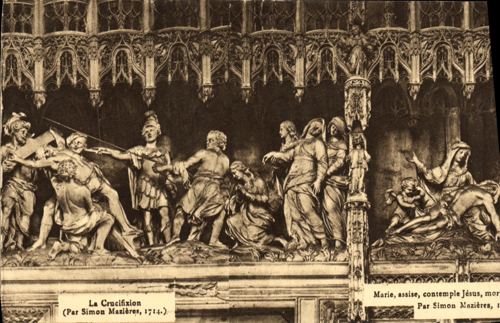 Die Kreuzigung — Skulptur von Simon Mazières, 1714 — unbekannter Verlag, Seriennummer nicht sichtbar