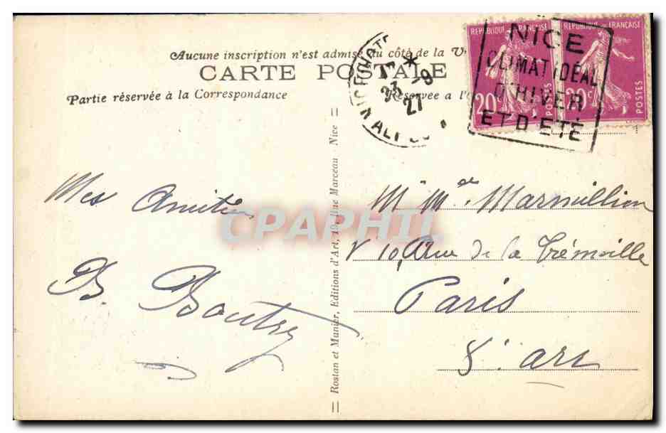 CPA Monaco Le Ravin de Sainte Devote et le Port Train — Rückseite