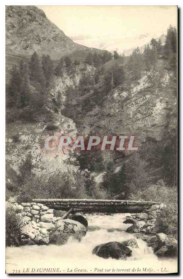 La Grave - Pont sur le torrent de la Meije - LE DAUPHINE, n°734