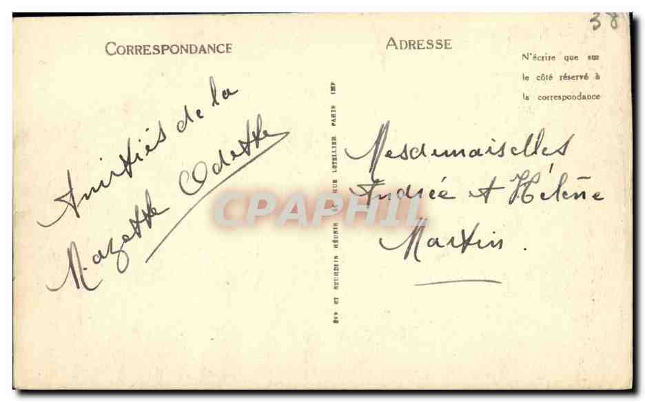 Vintage Postcard Grenoble The Garden of the City Hall — Back