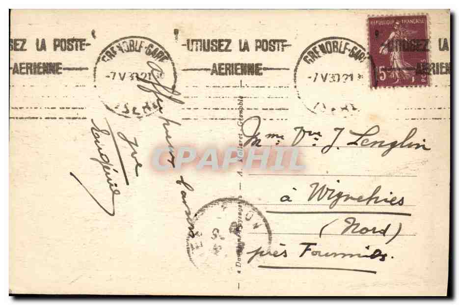 Grenoble — Der Brücke, die Place de la Bastille und der Cours Jean-Jaurès — unbekannter Verlag, Nr. 10.551 — Rückseite