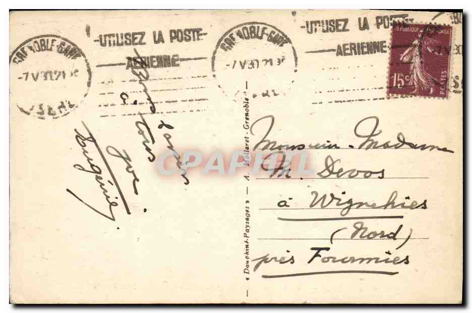 Grenoble — Le Pont, la Place de la Bastille et le Cours Jean Jaurès — éditeur inconnu, n° 10.551 — Reverso