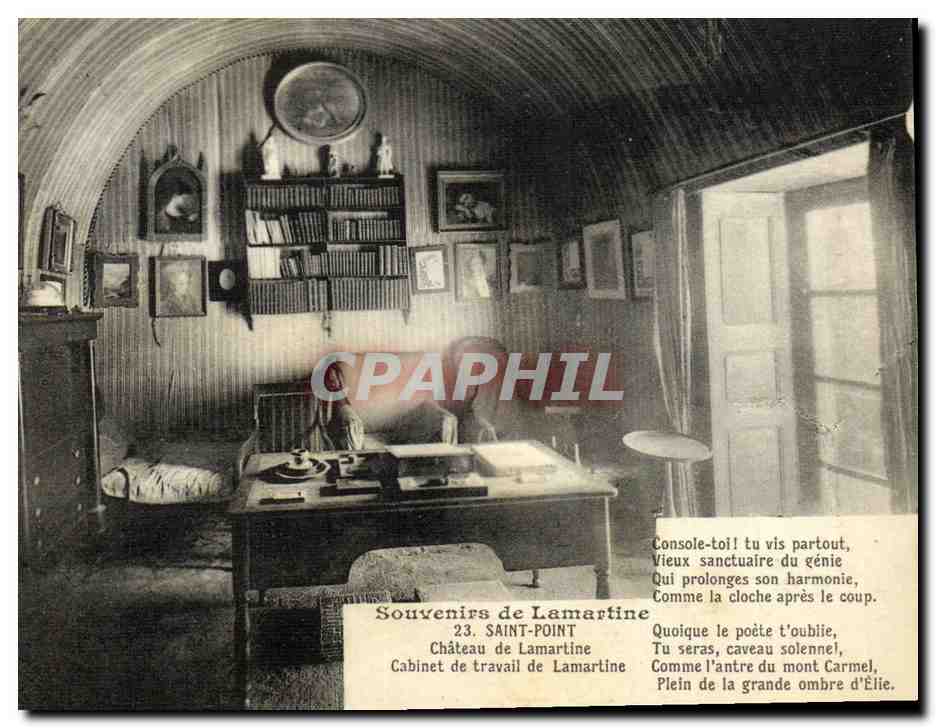 CPA Souvenirs de Lamartine Saint Point Chateau de Lamartine Cabinet de travail