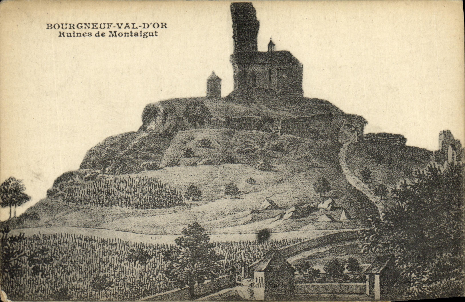 CPA Bourgneuf Val D Or Ruines de Montaigut