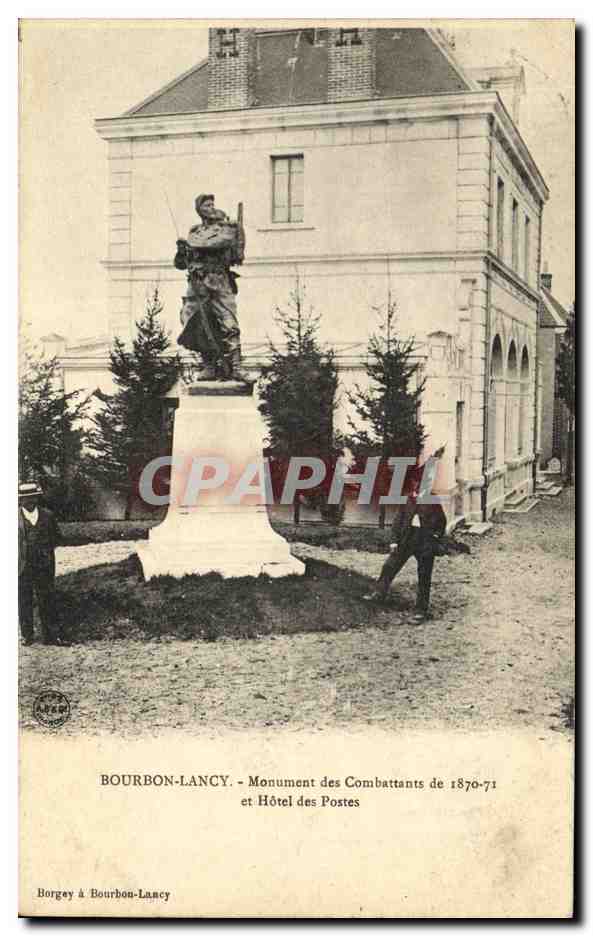 Bourbon-Lancy — Monument des Combattants de 1870-71 et Hôtel des Postes — Borgay & Bourbon-Lancy