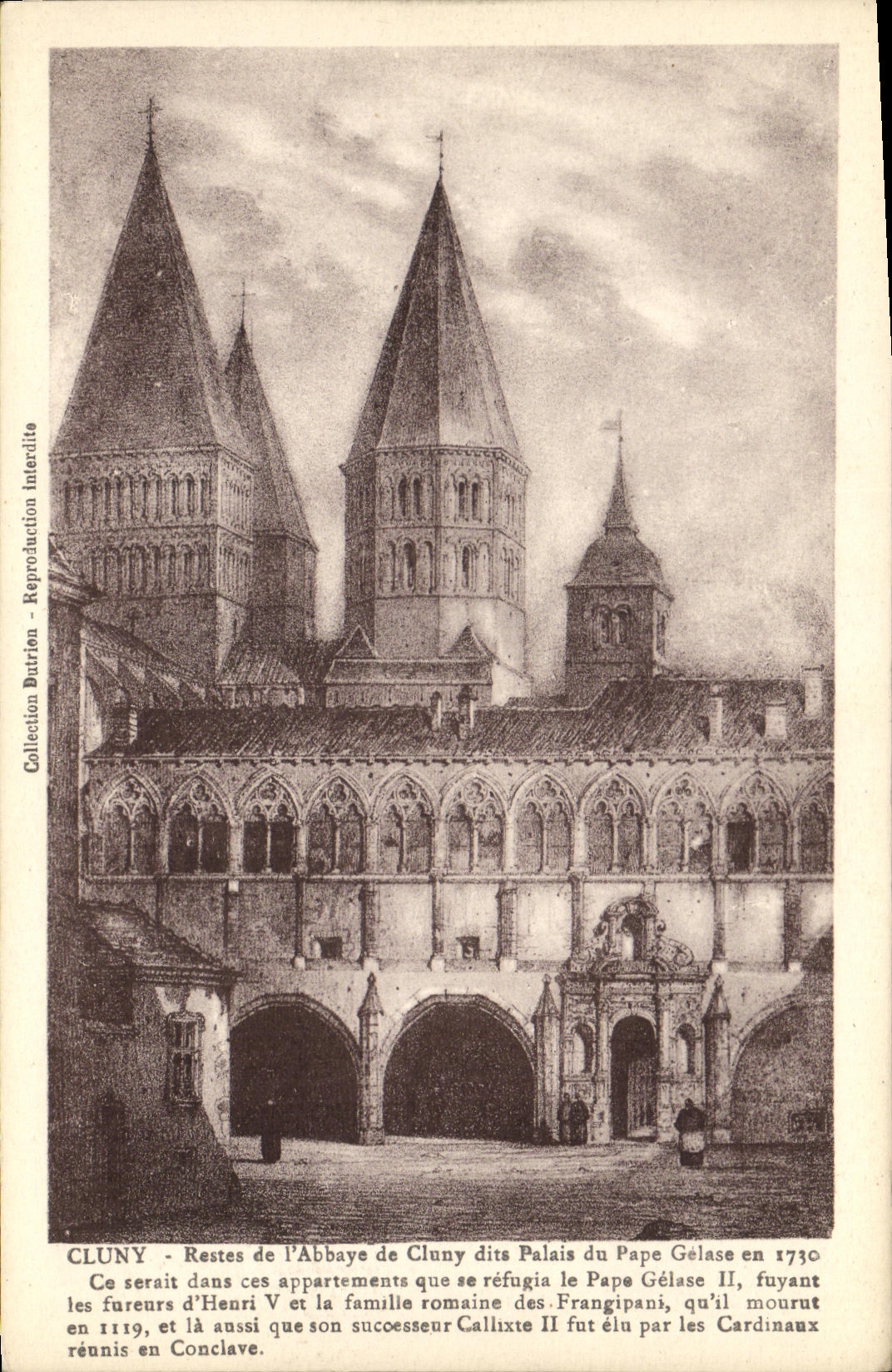 Cluny — Restes de l'Abbaye de Cluny dits Palais du Pape Gélase II — Reproduction Durtion