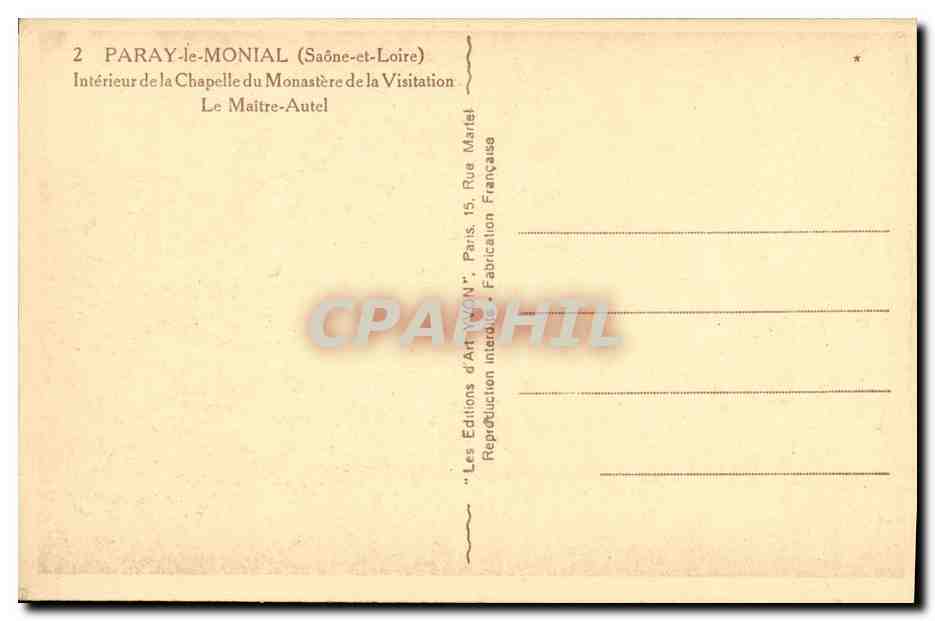 Intérieur de la chapelle du monastère de la Visitation à Paray-le-Monial — Les Éditions d'Art Marlet, Paris — Reverso