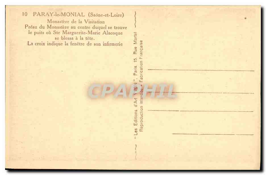 CPA Paray le Monial Monastere de La Vistation Preau du Monastere — Rückseite