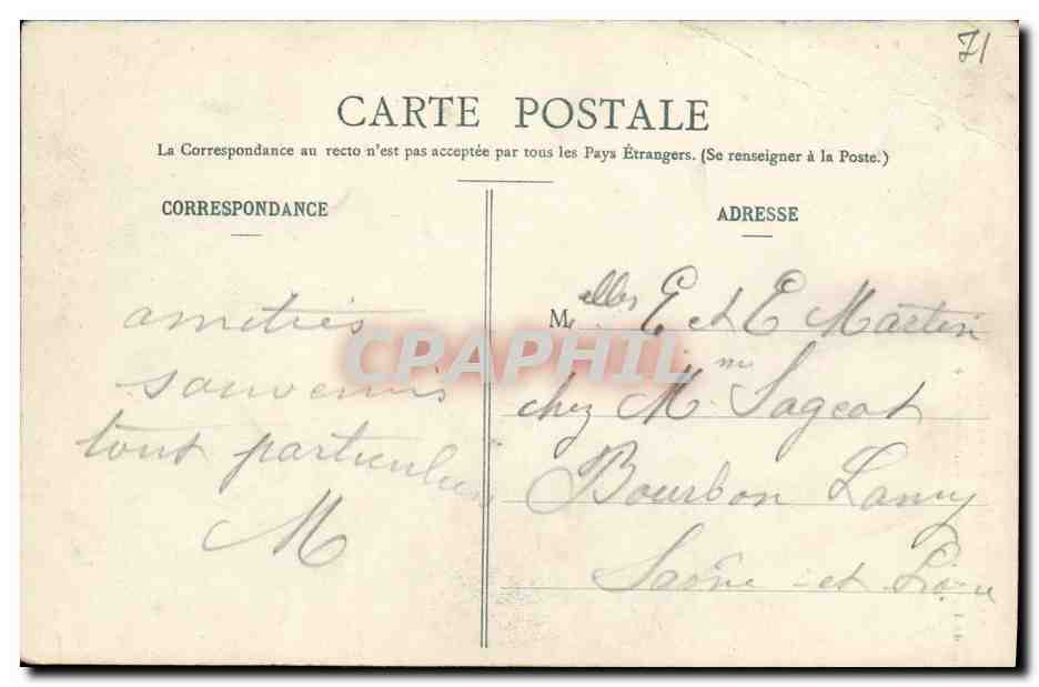 CPA Paray le Monial Exterieur de la Chapelle de la Visitation — Rückseite