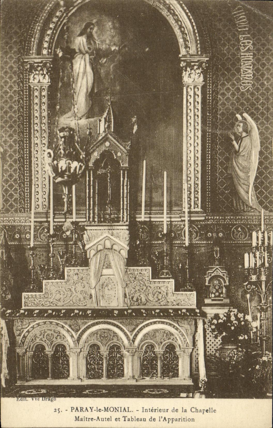 CPA Paray le Monial Interieur de la Chapelle Maitre Autel et Tableau de l apparition