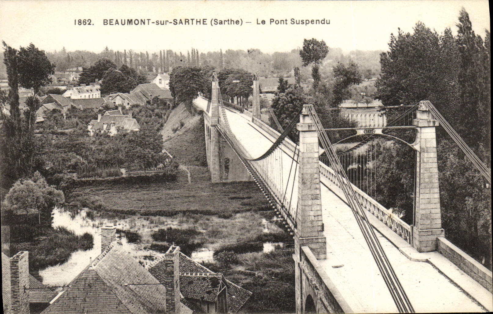 CPA Beaumont Sur Sarthe Le Pont Suspendu