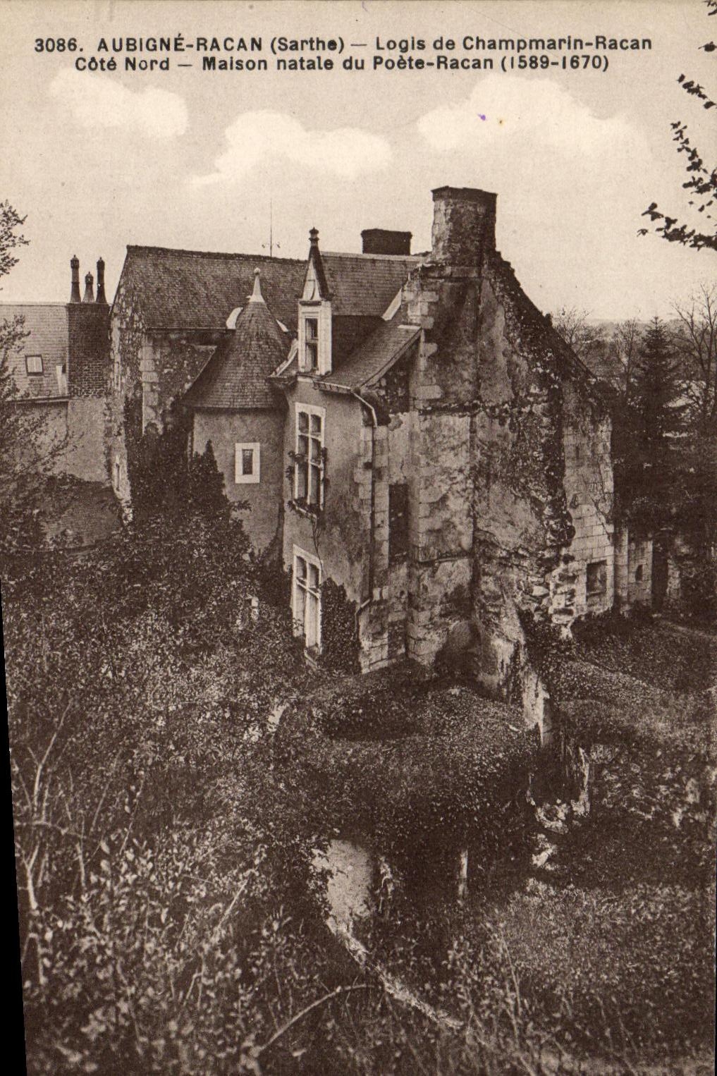 CPA Aubigne Racan Logis de Champmarin Racan Maison natale du poete Racan