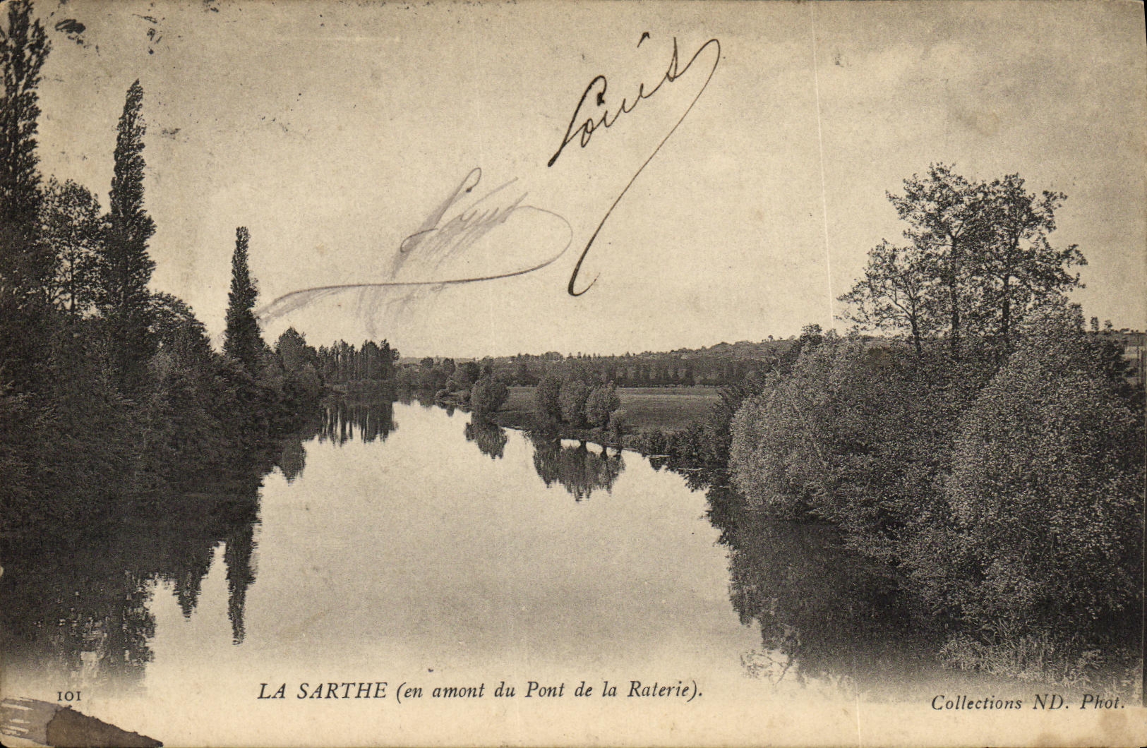 La Sarthe (en amont du Pont de la Raterie) — Collections ND. Phot. — n° 101