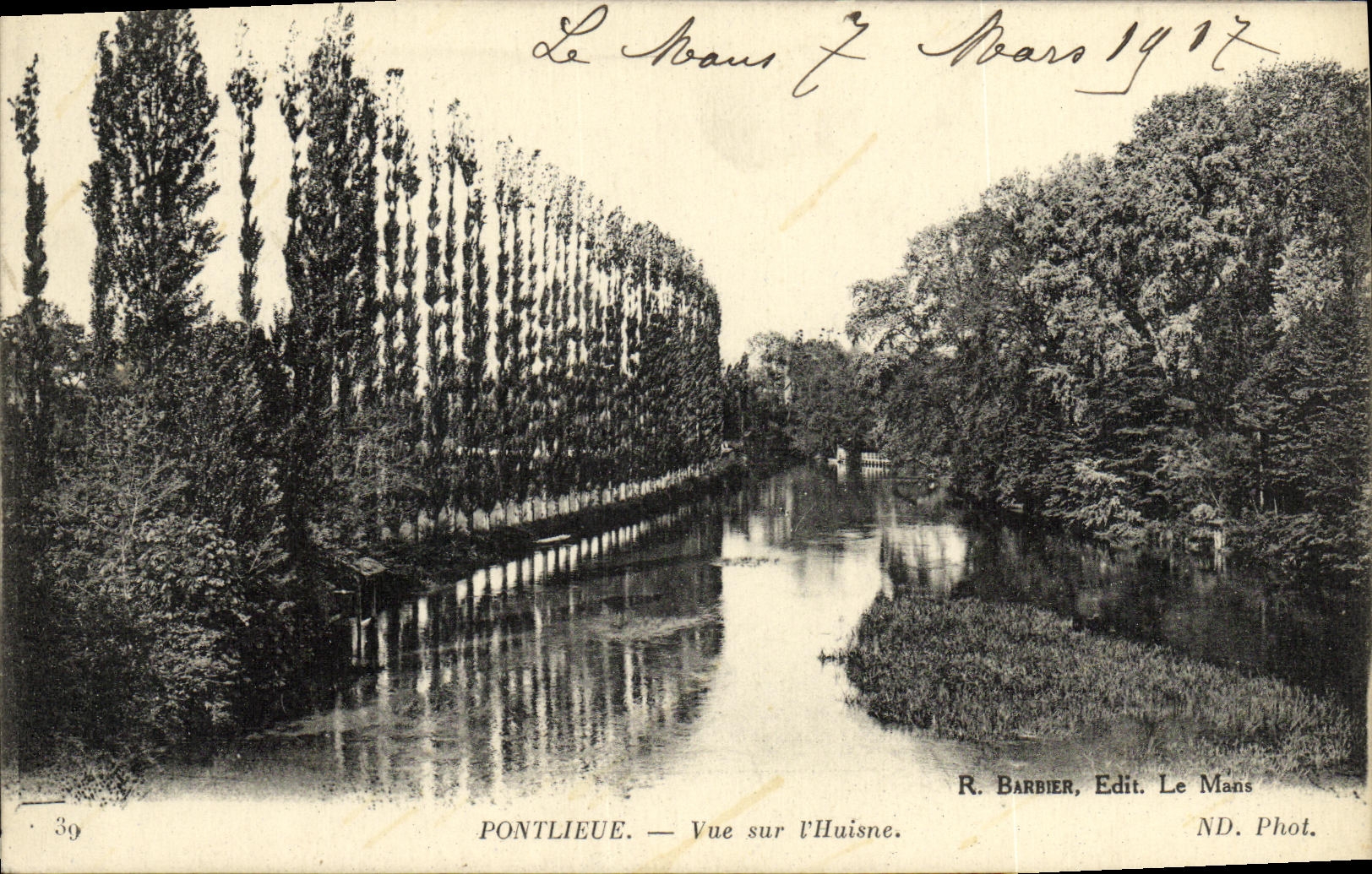 Pontlieue — Vue sur l'Huisne — R. Barbier, Edit. Le Mans